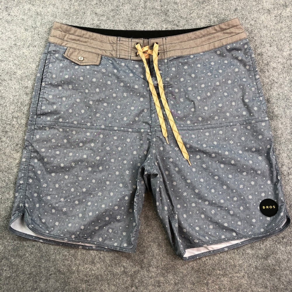 Howler Bros Mens Shorts 35x8 Blue Patterned Stretch